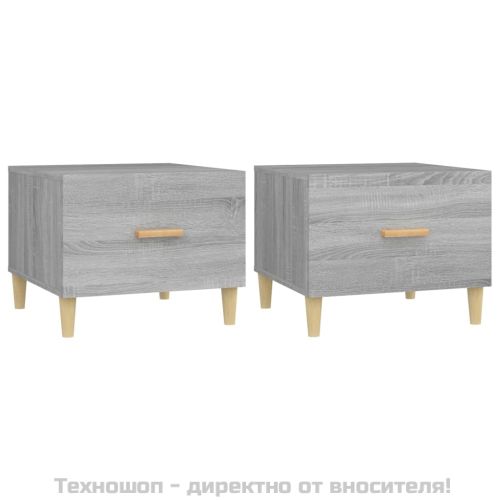 Кафе маси, 2 бр, сив сонома, 50x50x40 см, инженерно дърво