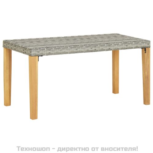 Градинска пейка, 120 см, сива, полиратан и акация масив