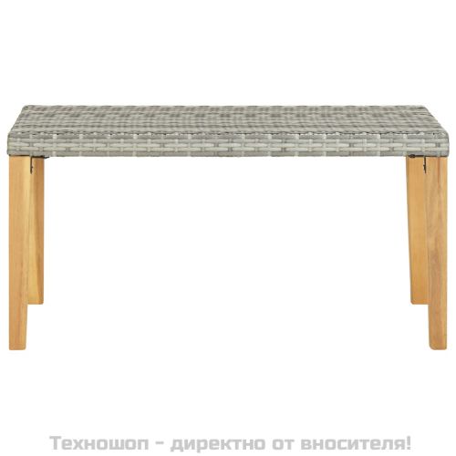 Градинска пейка, 120 см, сива, полиратан и акация масив