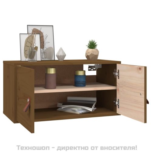 Стенни шкафове, 2 бр, меденокафяви, 60x30x30 см, бор масив