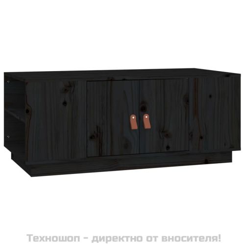 Кафе маса, черен, 100x50x41 см, борово дърво масив