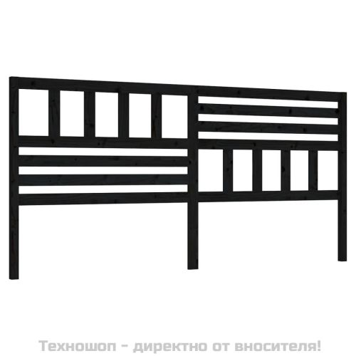 Горна табла за легло, черна, 206x4x100 см, бор масив