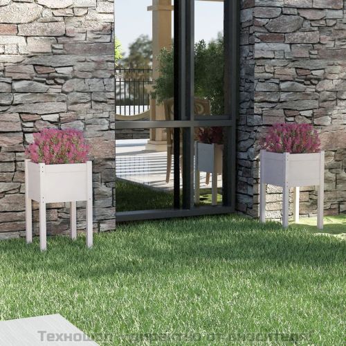 Градински сандъци, 2 бр, бели, 40x40x70 см, бор масив