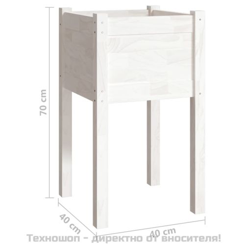 Градински сандъци, 2 бр, бели, 40x40x70 см, бор масив