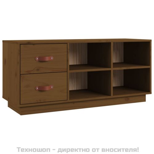Пейка за обувки меденокафява 100x34x45 см борово дърво масив