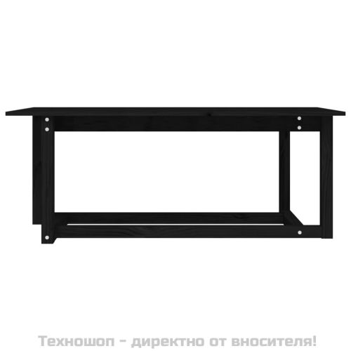 Кафе маса, черна, 110x55x45 см, борово дърво масив