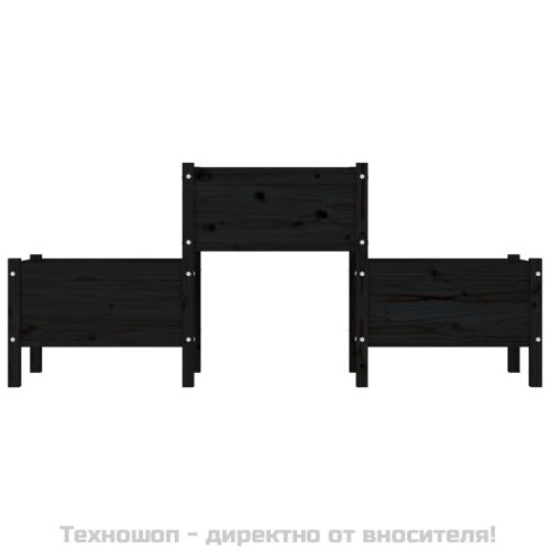 Плантер, черен, 178,5x44x75 см, борово дърво масив
