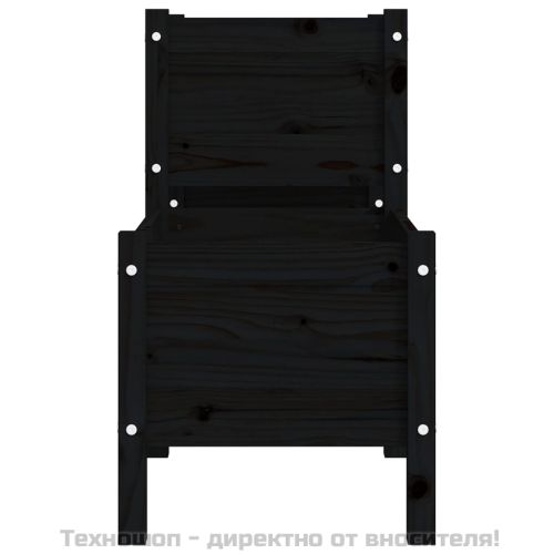 Плантер, черен, 178,5x44x75 см, борово дърво масив