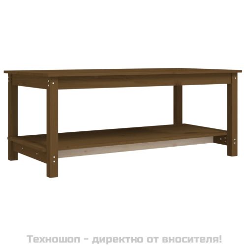 Кафе маса, меденокафява, 110x55x45 см, борово дърво масив