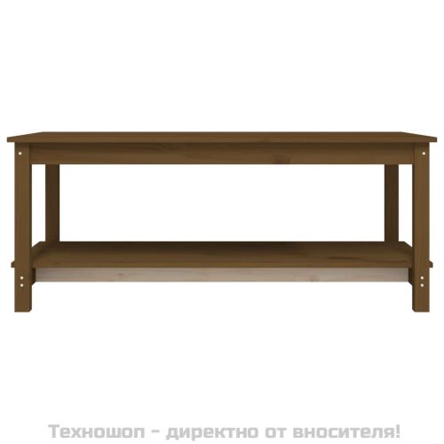 Кафе маса, меденокафява, 110x55x45 см, борово дърво масив