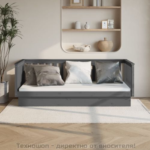 Дневно легло Сиво 100x200 см масивно борово дърво