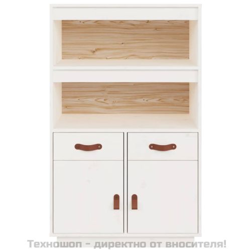 Висок шкаф, бял, 67x40x108,5 см, борово дърво масив