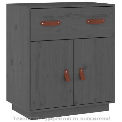 Сайдборд, сив, 65,5x40x75 см, бор масив