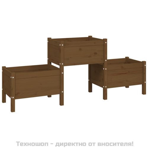 Плантер, меденокафяв, 178,5x44x75 см, борово дърво масив