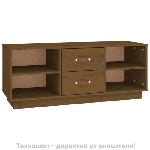 ТВ шкаф, меденокафяв, 100x34x40 см, бор масив
