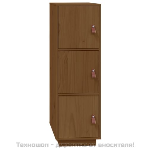 Висок шкаф, меденокафяв, 34x40x108,5 см, борово дърво масив