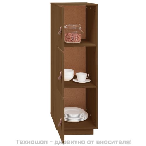 Висок шкаф, меденокафяв, 34x40x108,5 см, борово дърво масив