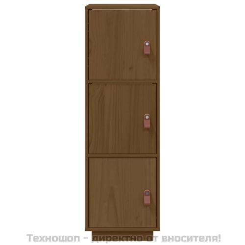 Висок шкаф, меденокафяв, 34x40x108,5 см, борово дърво масив