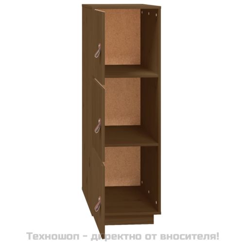 Висок шкаф, меденокафяв, 34x40x108,5 см, борово дърво масив