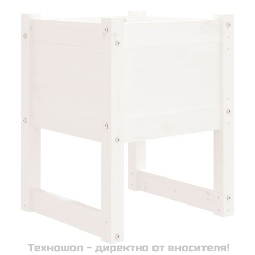 Плантери, 2 бр, бяла, 40x40x52,5 см, борово дърво масив