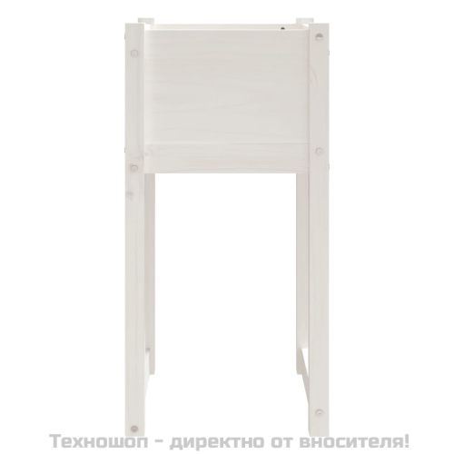 Плантер, бяла, 40x40x81 см, борово дърво масив