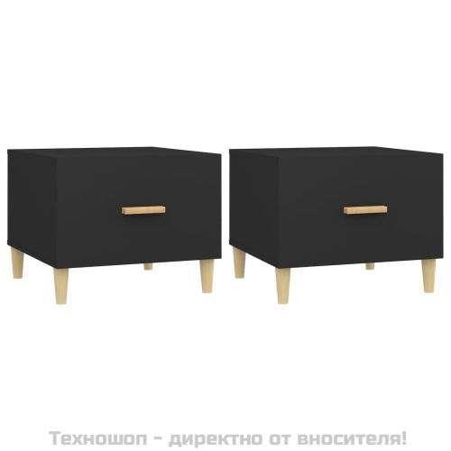 Кафе маси, 2 бр, черни, 50x50x40 см, инженерно дърво