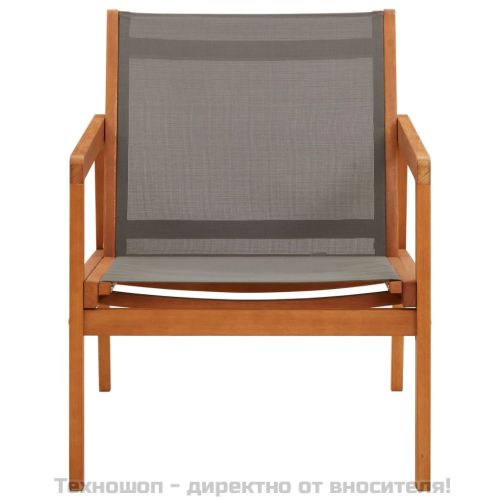 Градински релакс стол сив евкалиптово дърво масив и textilene