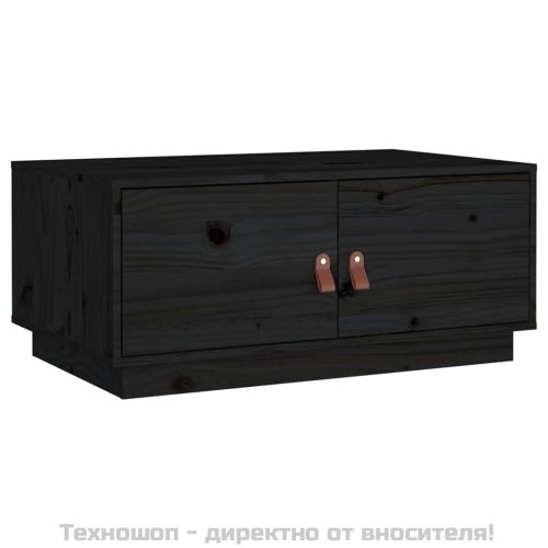 Кафе маса, чернa, 80x50x35 см, борово дърво масив