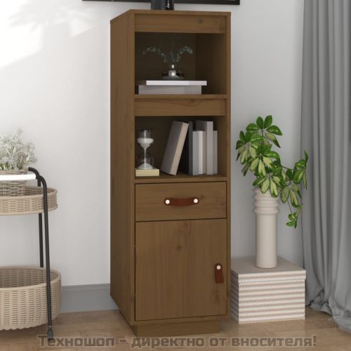 Висок шкаф, меденокафяв, 34x40x108,5 см, борово дърво масив