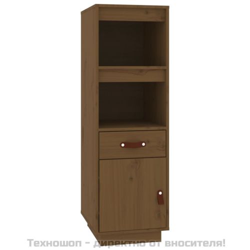 Висок шкаф, меденокафяв, 34x40x108,5 см, борово дърво масив