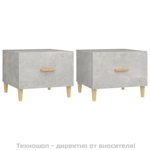 Кафе маси, 2 бр, Бетонно сиво, 50x50x40 см, инженерно дърво