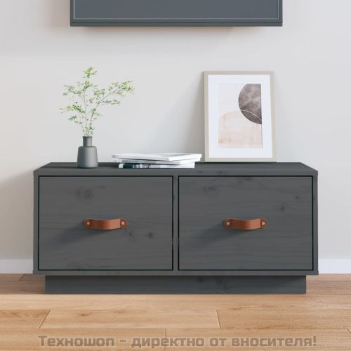 ТВ шкаф, сив, 80x34x35 см, бор масив