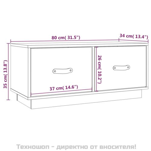 ТВ шкаф, сив, 80x34x35 см, бор масив