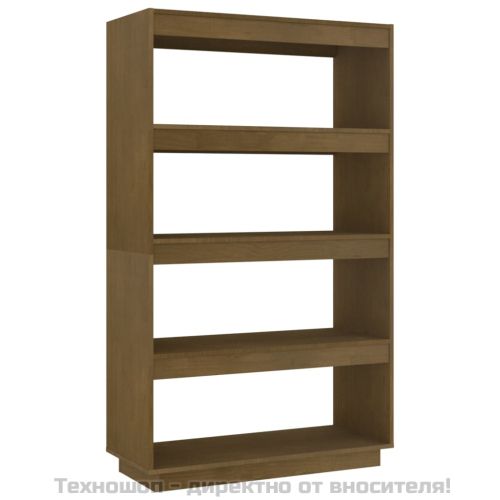 Библиотека/разделител за стая, меденокафява, 80x35x135 см, бор