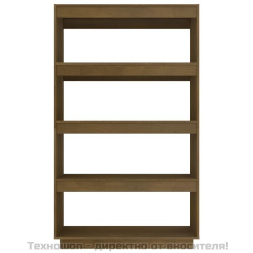 Библиотека/разделител за стая, меденокафява, 80x35x135 см, бор