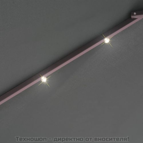 Окачен чадър с LED осветление, 300 см, зелен, метален прът
