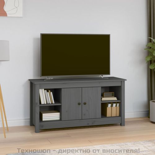 ТВ шкаф, сив, 103x36,5x52 см, бор масив