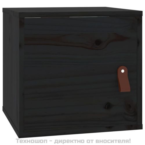 Стенни шкафове, 2 бр, черни, 31,5x30x30 см, бор масив