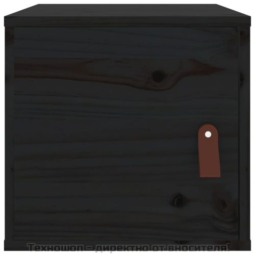 Стенни шкафове, 2 бр, черни, 31,5x30x30 см, бор масив