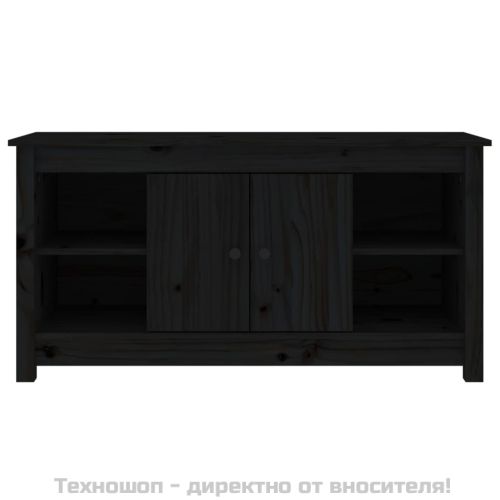 ТВ шкаф, черен, 103x36,5x52 см, бор масив