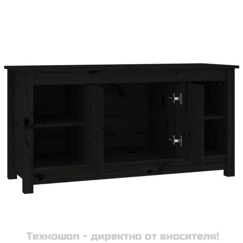 ТВ шкаф, черен, 103x36,5x52 см, бор масив