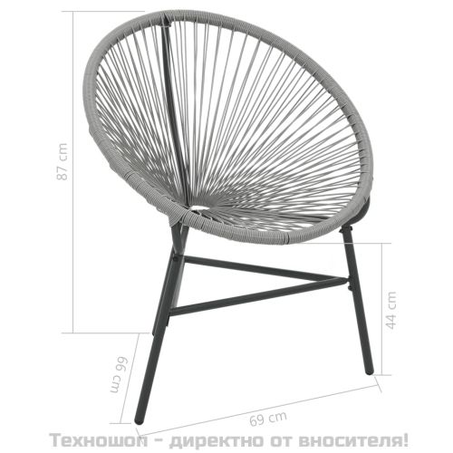 Градински стол Луна, полиратан, сив