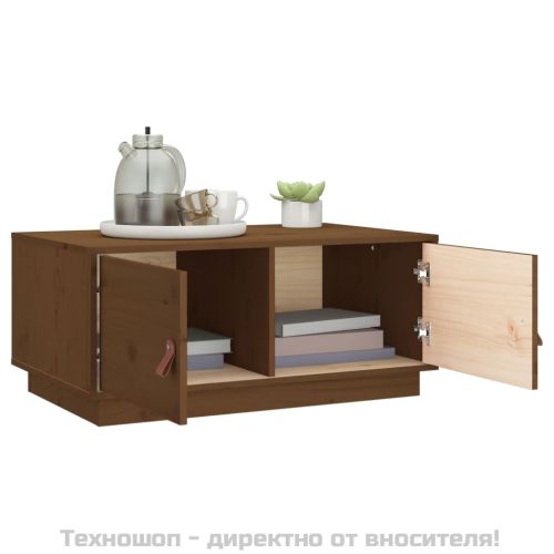 Кафе маса, меденокафява, 80x50x35 см, борово дърво масив