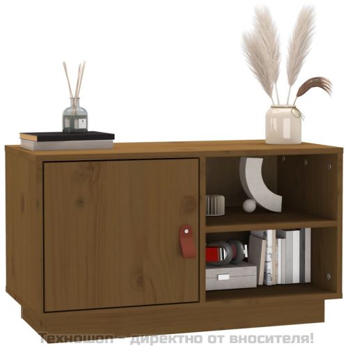 ТВ шкаф, меденокафяв, 70x34x40 см, бор масив