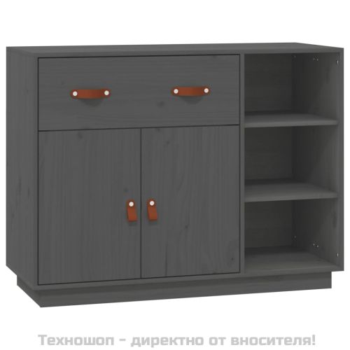 Сайдборд, сив, 98,5x40x75 см, бор масив