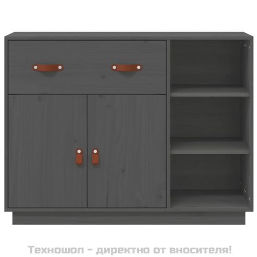 Сайдборд, сив, 98,5x40x75 см, бор масив