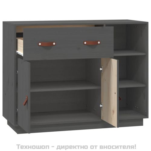 Сайдборд, сив, 98,5x40x75 см, бор масив