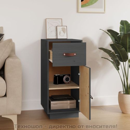 Сайдборд, сив, 34x40x75 см, бор масив