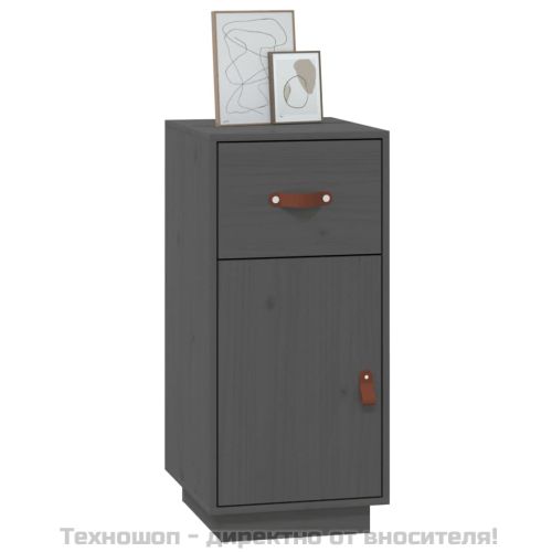 Сайдборд, сив, 34x40x75 см, бор масив