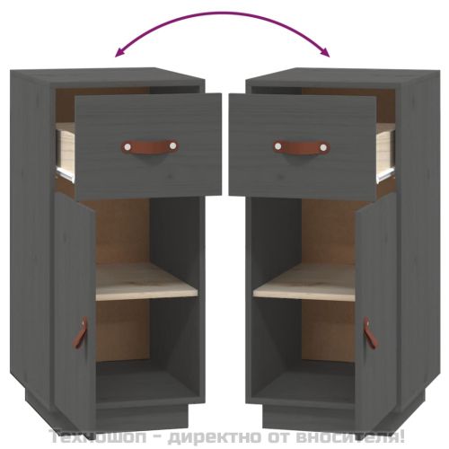 Сайдборд, сив, 34x40x75 см, бор масив